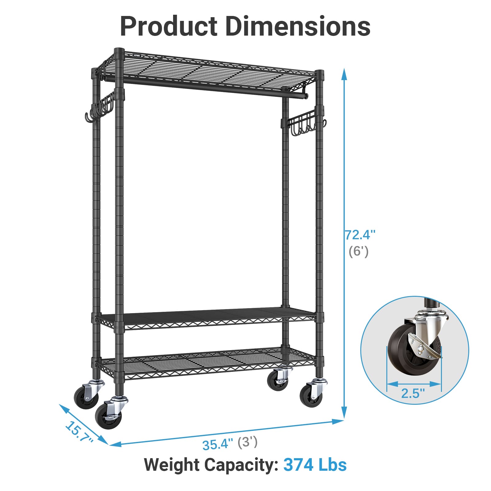 VIPEK R3 Rolling Clothes Rack